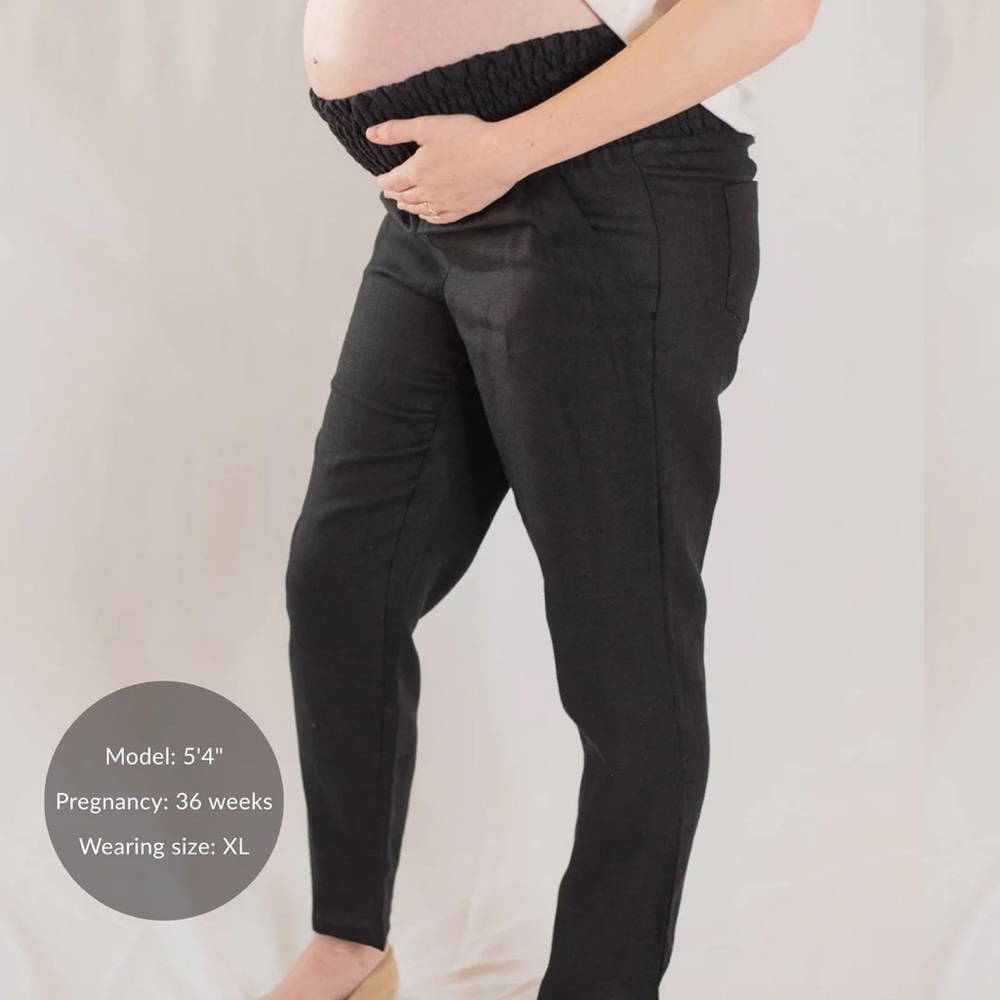 Everyday Transitional Smocked Linen Maternity Pan… - image 2